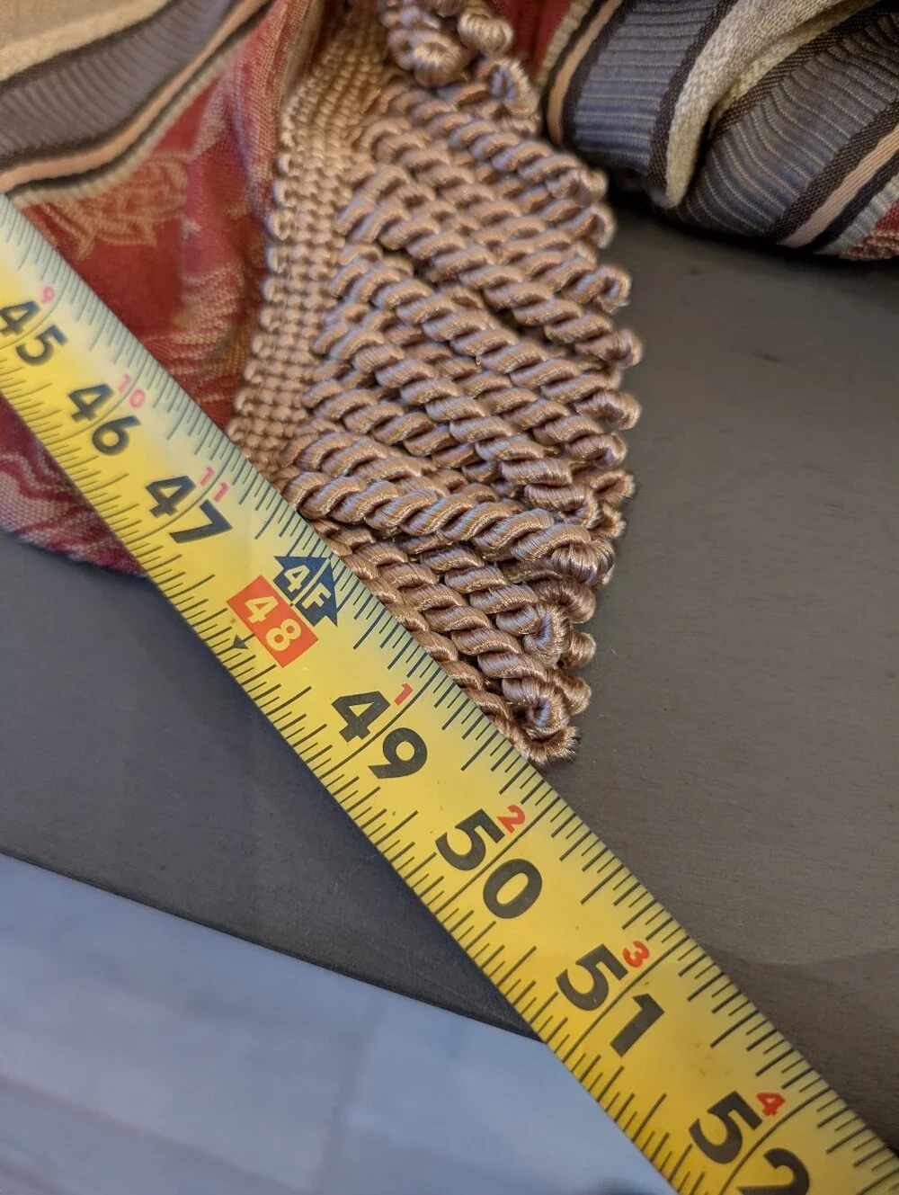 JCPENNEY Window Scarf Valance Striped Tan Rust Red Twisted Tassel Size 215